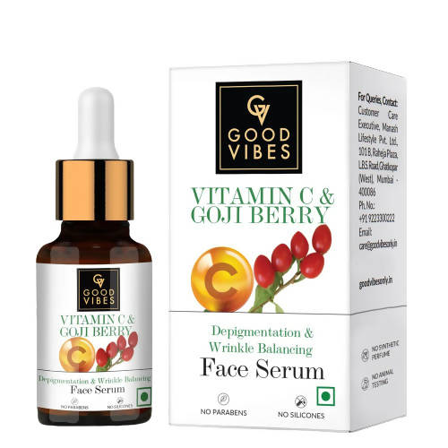 Buy Good Vibes Vitamin C & Goji Berry Depigmentation & Wrinkle Balancing Face Serum from DrMediCart, Ship from India to USA