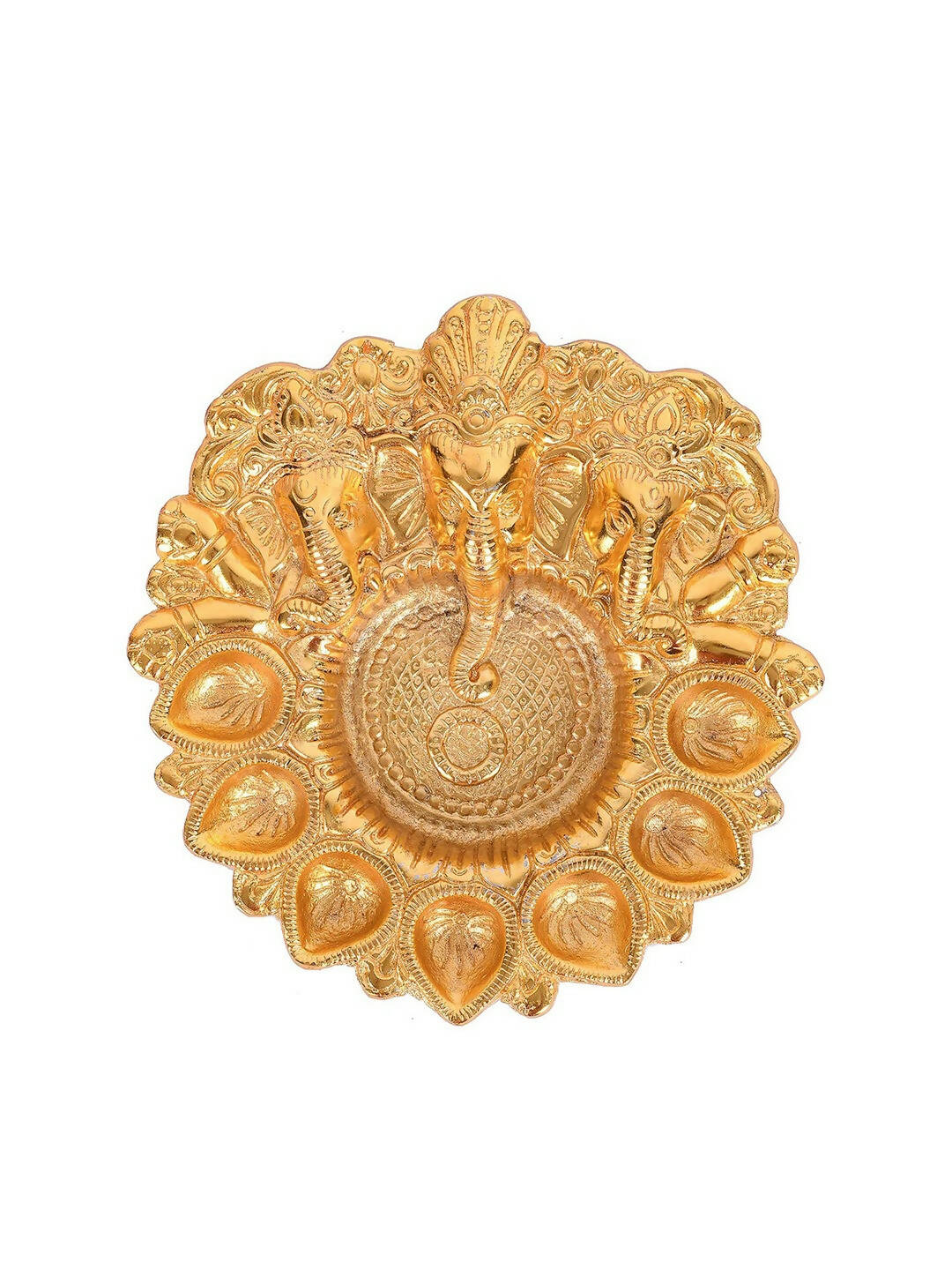 Craftvatika Gold-Toned Metal Lord Ganesha Design Kuber Diya
