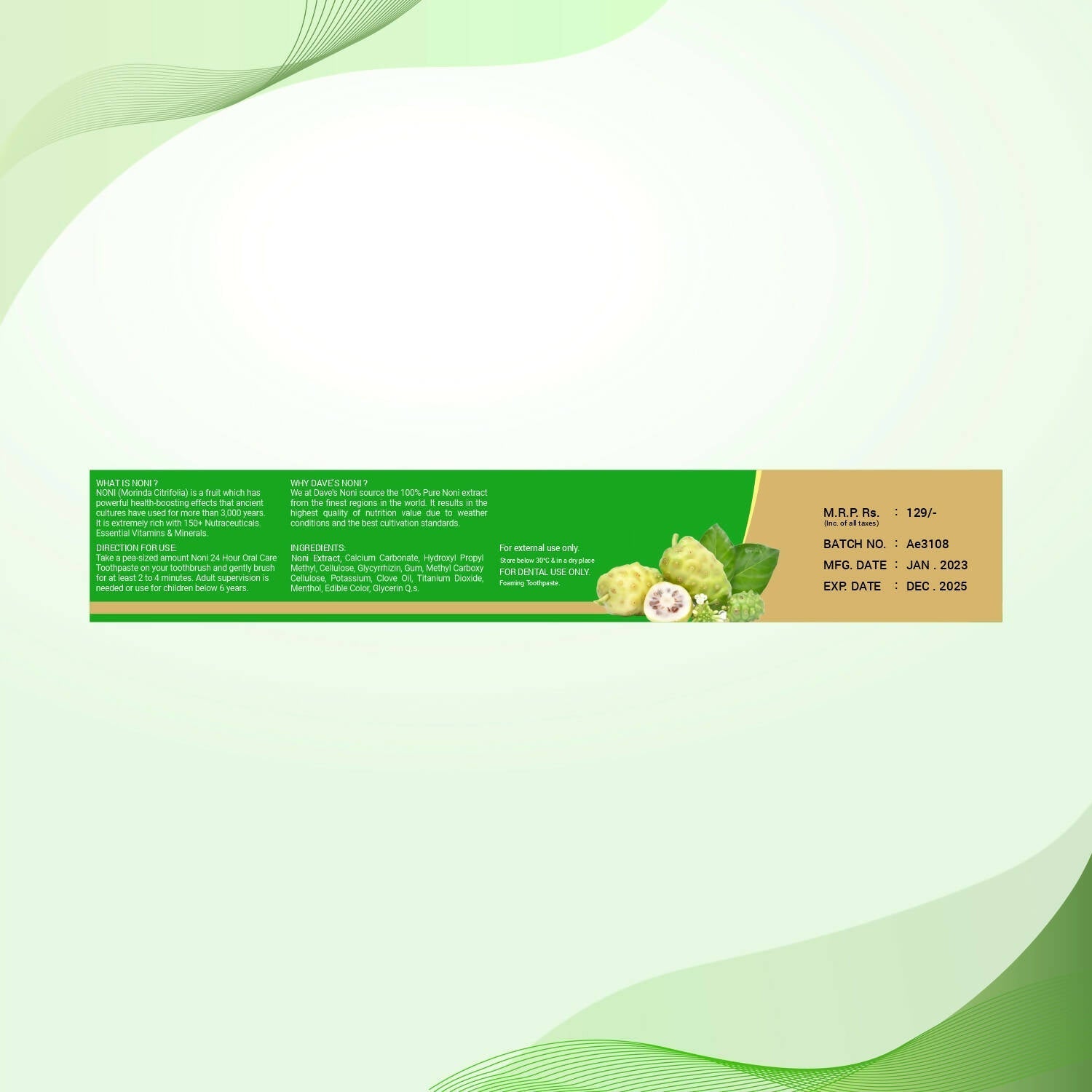 The Dave's Noni 24 Hour Oral Care Toothpaste - Drmedicart