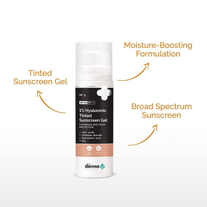 The Derma Co 1% Hyaluronic Tinted Sunscreen Gel - Drmedicart