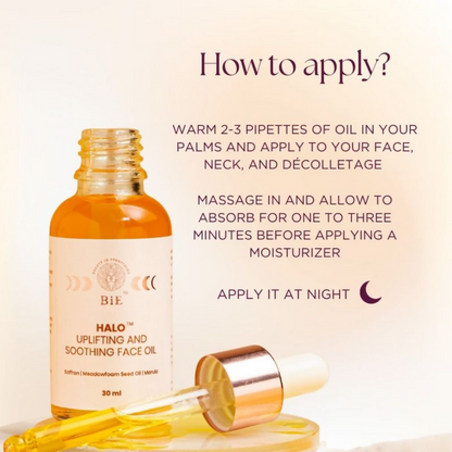 BiE Halo Uplifting & Soothing Face Oil With Pure Saffron For Brighter Skin
