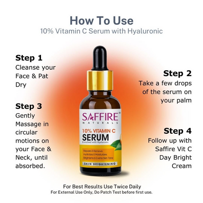 Saffire Naturals 10% Vitamin C Serum Enriched With Hyaluronic