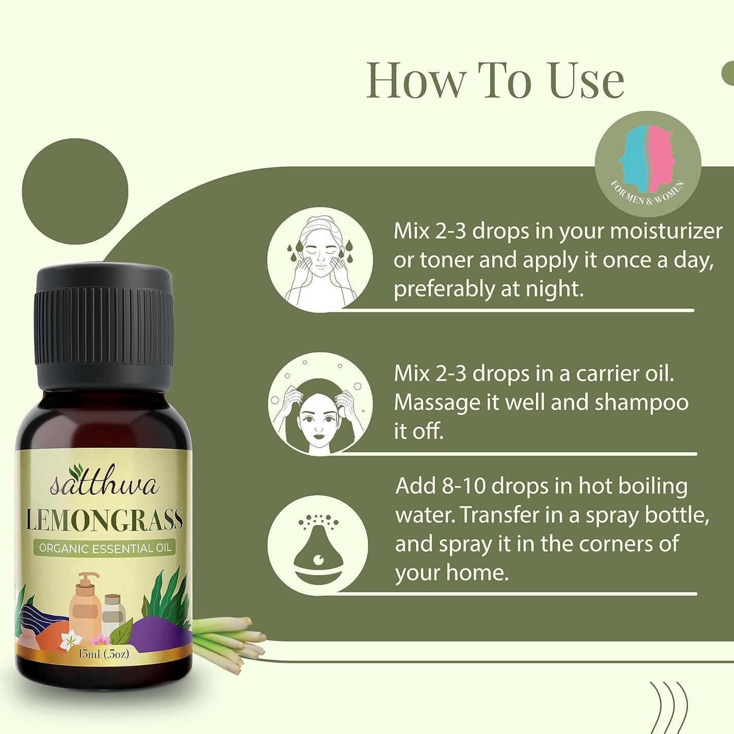 Satthwa Organic Lemongrass Essential Oil