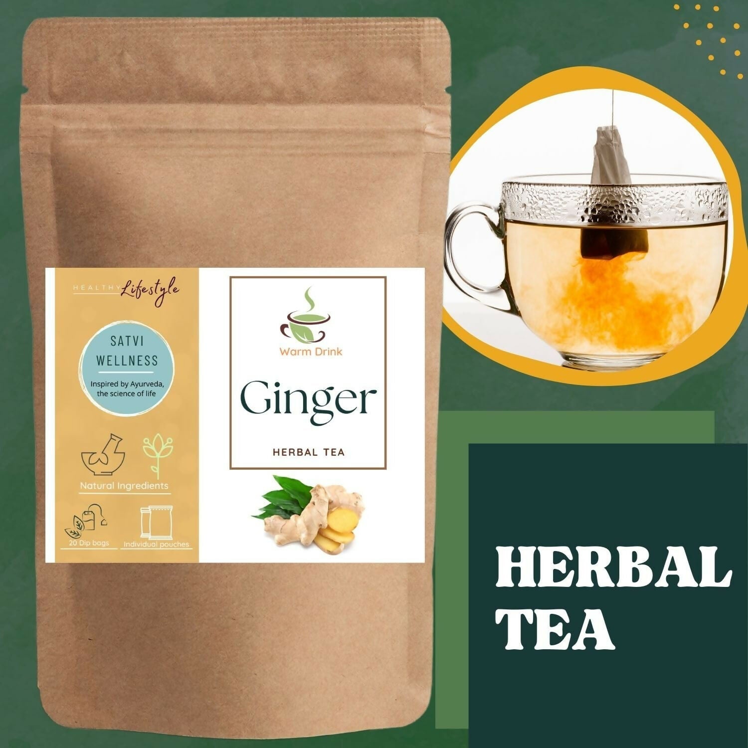 Satvi Wellness Ginger Tea Bags