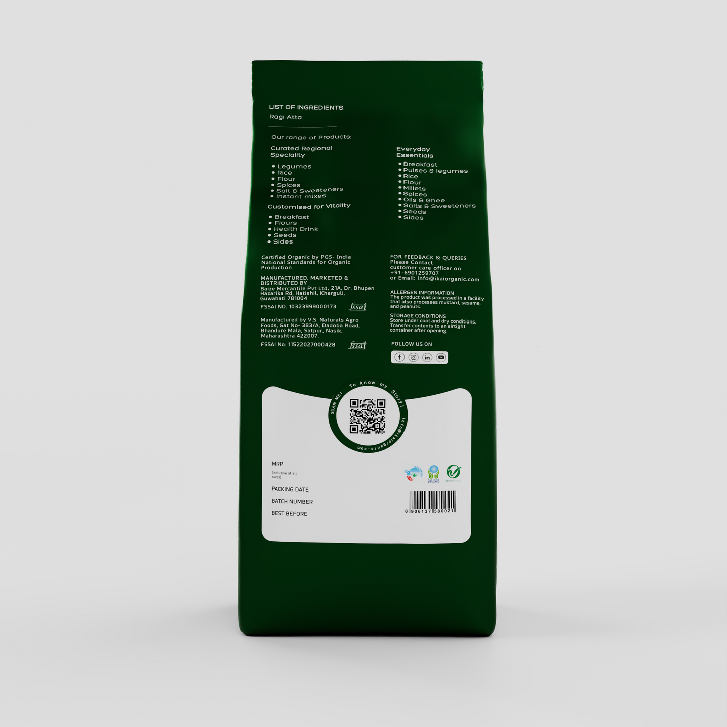 IKAI Organic Finger Millet/Ragi Atta