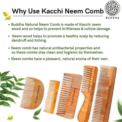 Buddha Natural Handle Kacchi Neem Wooden Comb