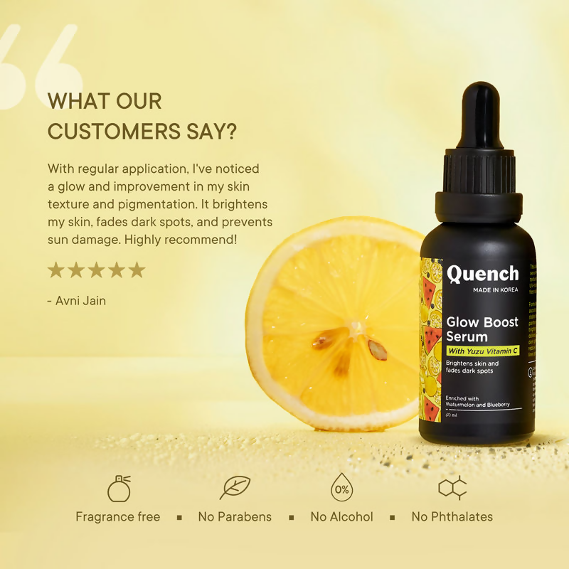 Quench Vitamin C Glow Boost Serum with Yuzu Extracts Brightens & Fades Dark Spots