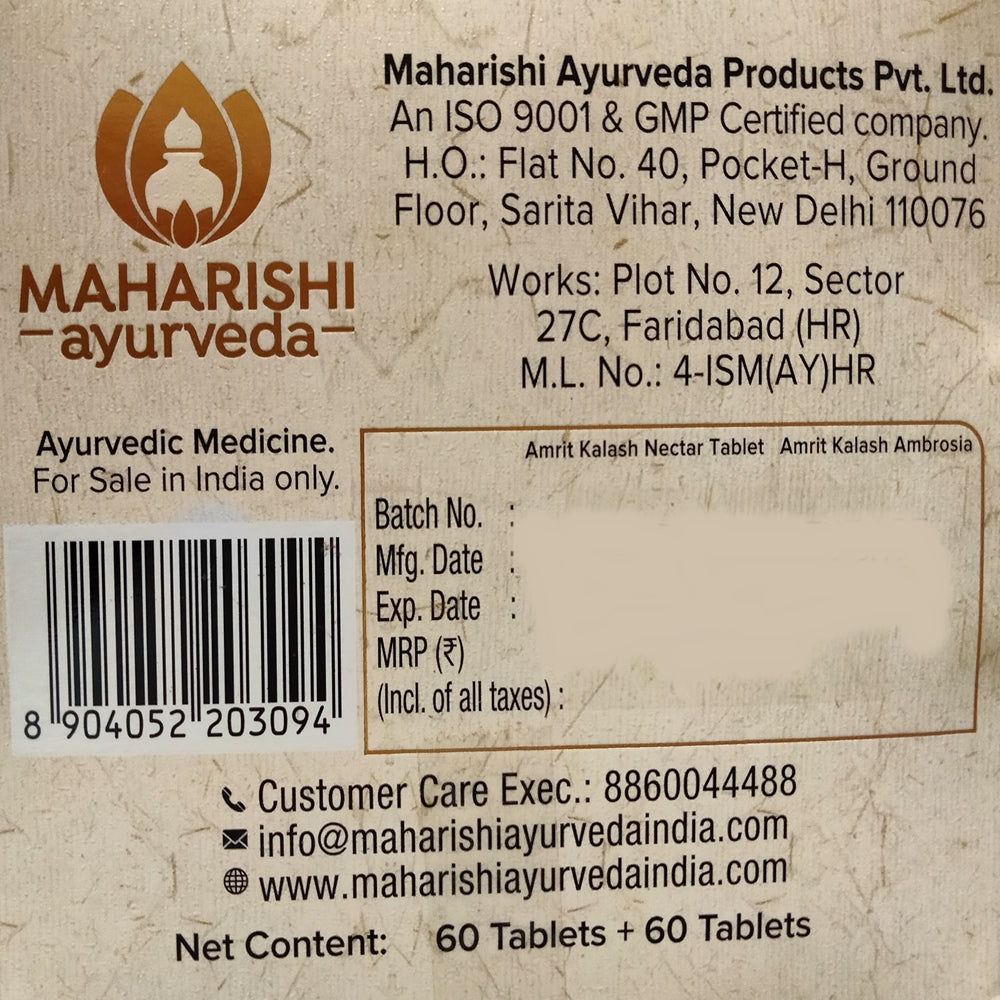 maharishi ayurveda amrita kalash sugar free tablets