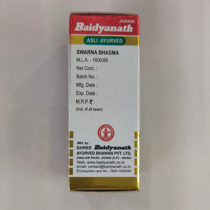Buy Baidyanath Jhansi Swarna Bhasma with Gold, 125 Mg from DrMediCart, Ship from India to USA