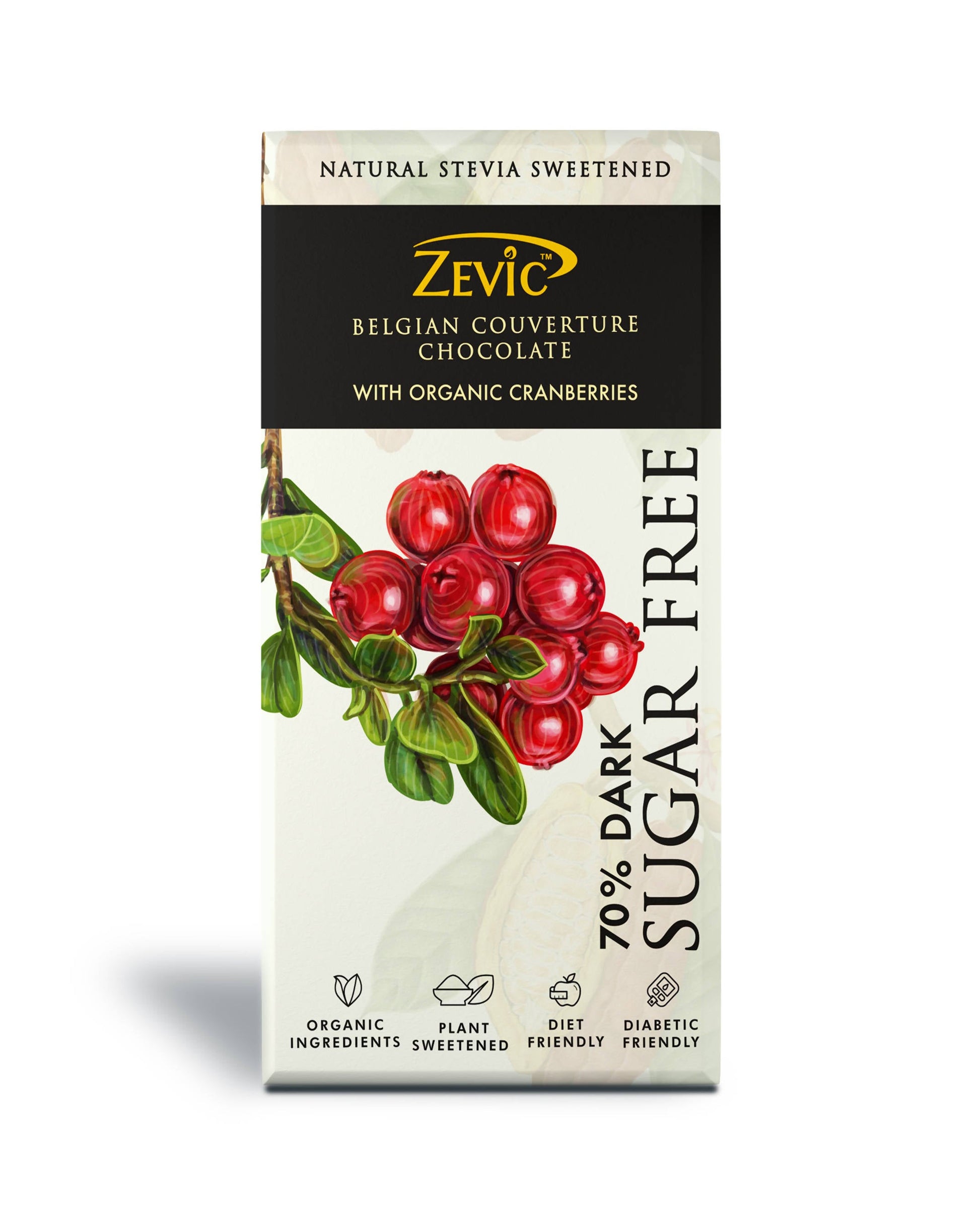Buy Zevic 70% Dark Belgian Couverture Chocolate with Organic Cranberries from DrMediCart
