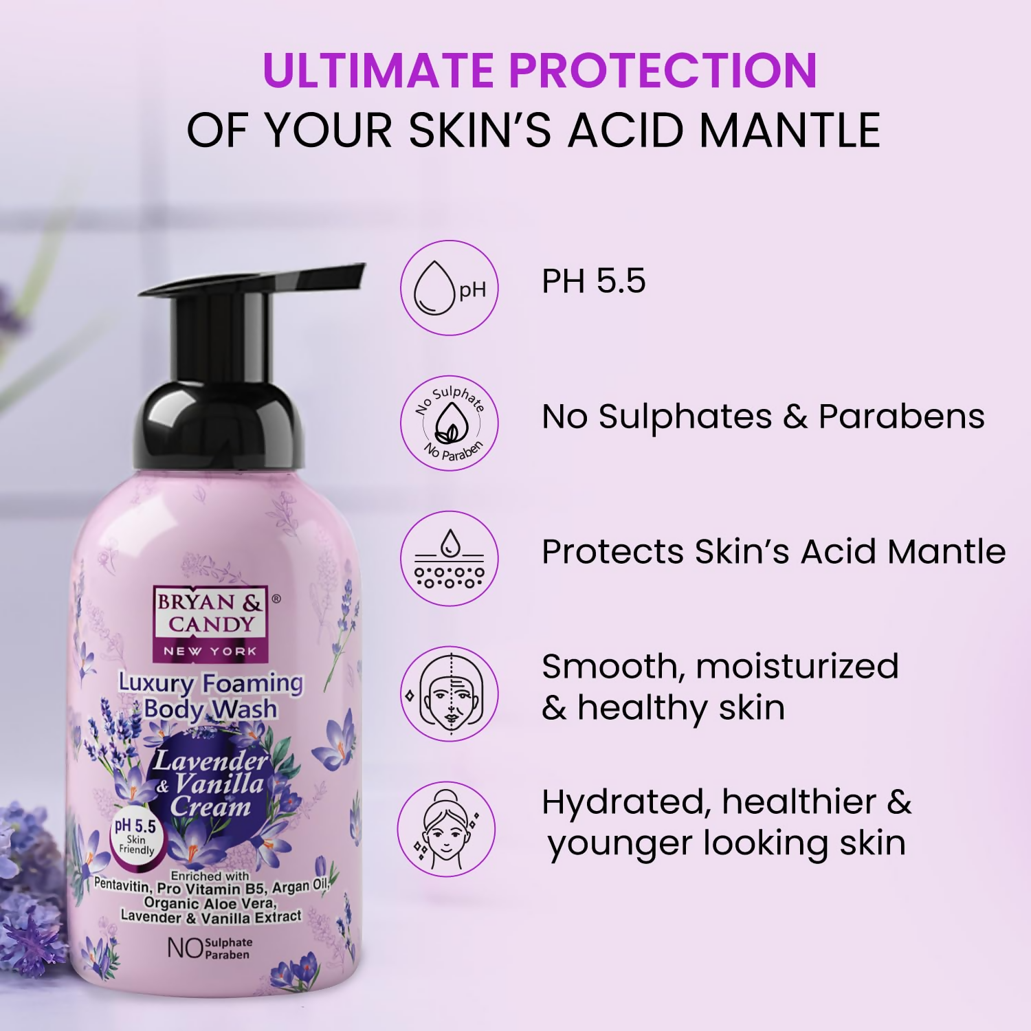 Bryan & Candy Luxury Foaming Body Wash - Lavender & Vanilla