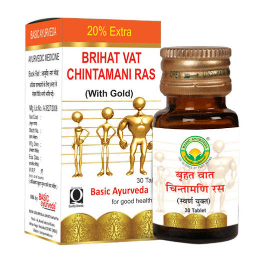 Buy Basic Ayurveda Brihat Vat Chintamani Ras (With Gold) Tablets from DrMediCart, Ship from India to USA