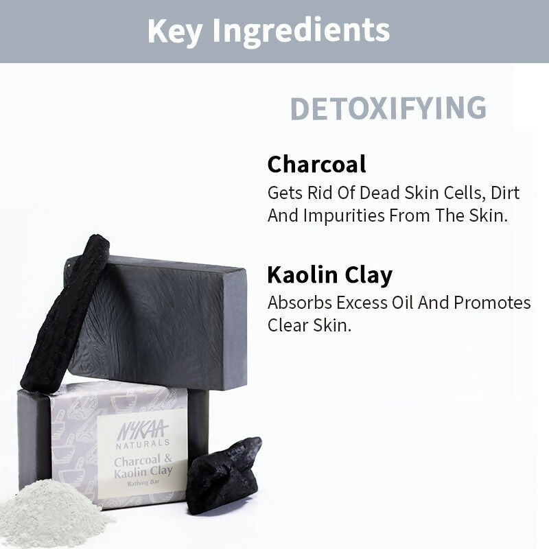Nykaa Naturals Charcoal & Kaolin Clay Detox Bathing Soap - Drmedicart