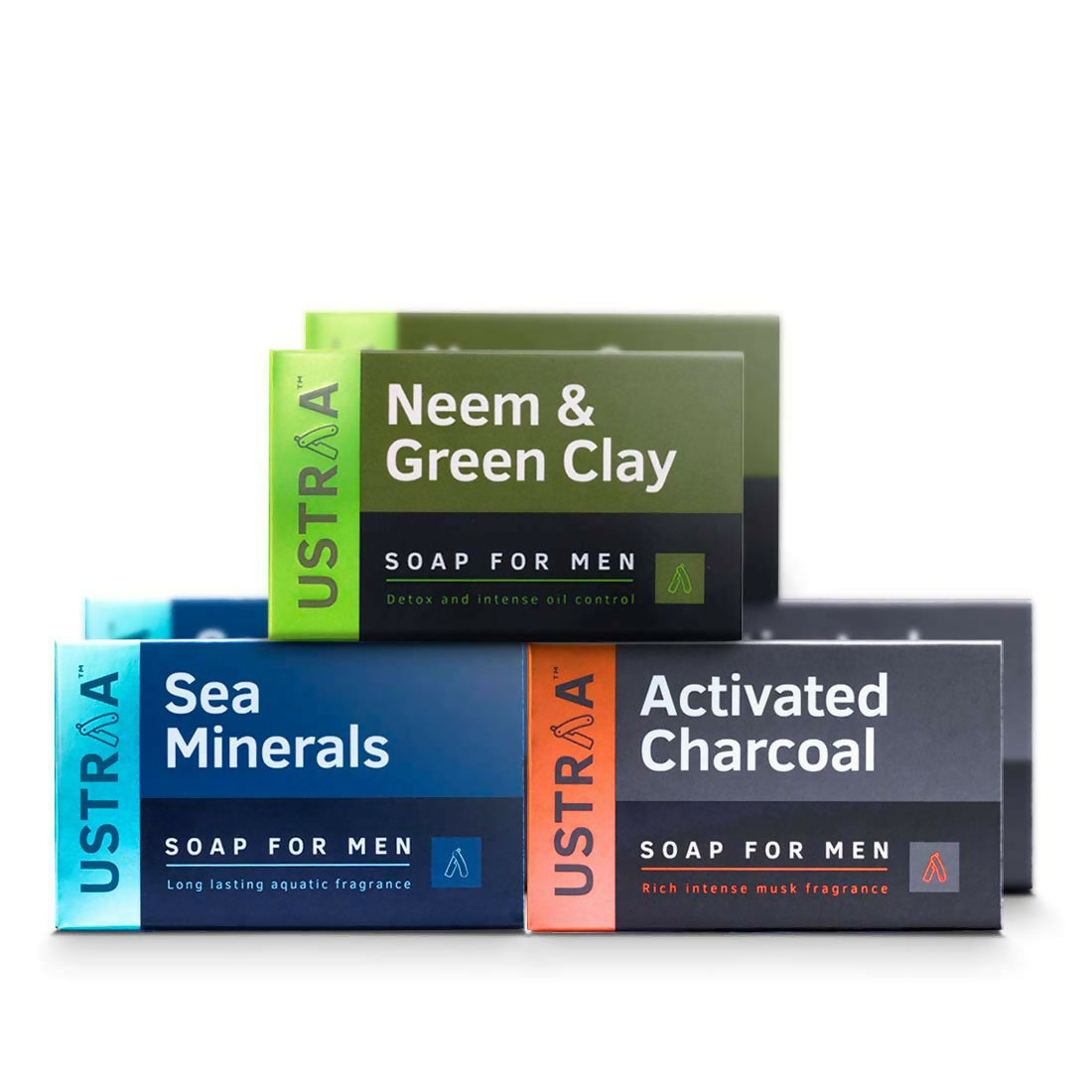 Ustraa Deo Soap For Men - Neem and Green Clay, Sea Minerals, & Activated Charcoal