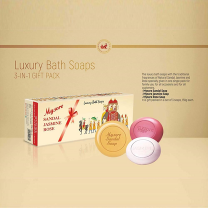Mysore Sandal Jasmine And Rose Soap Gift Pack