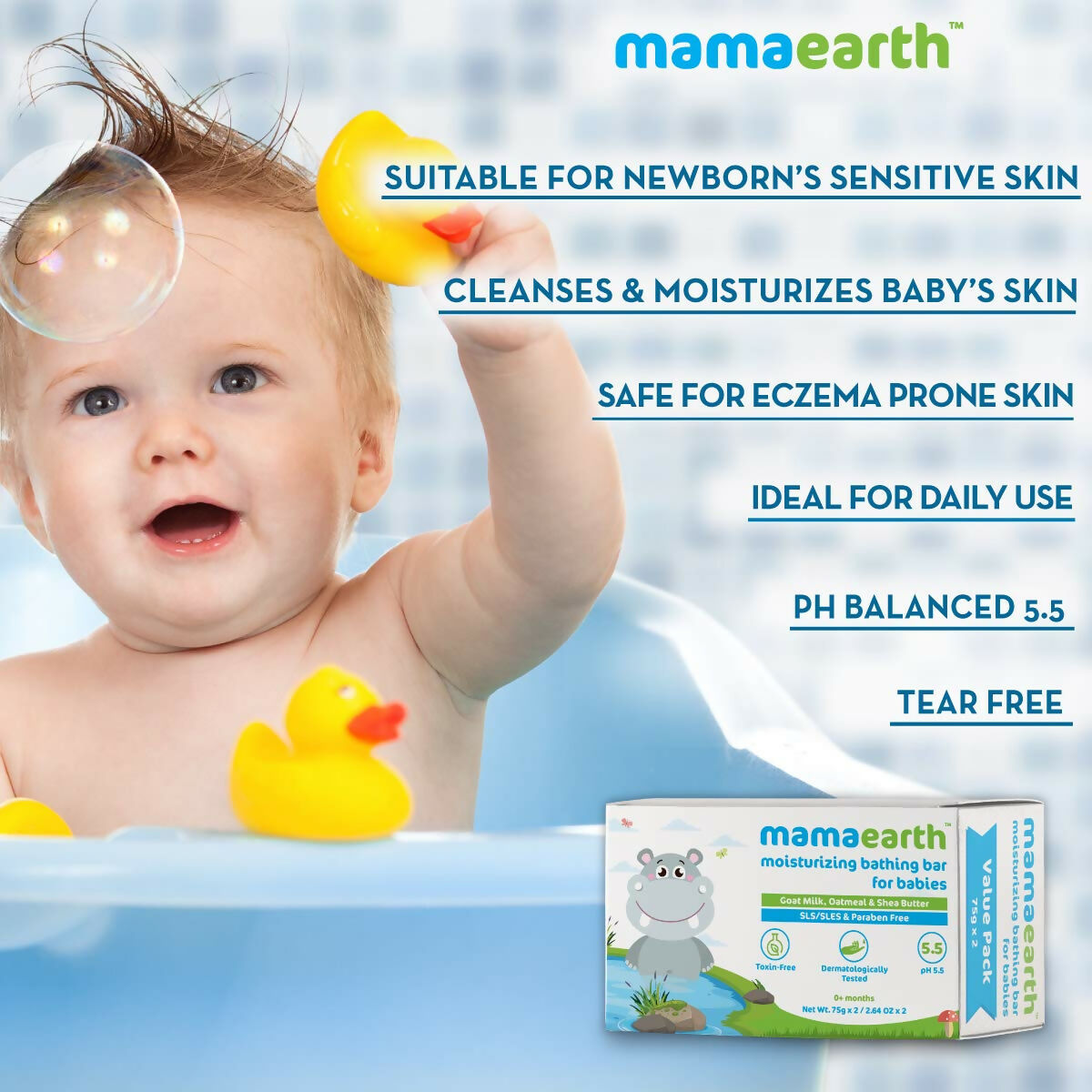 Mamaearth Moisturizing Baby Bathing Soap Bar & Milky Soft Natural Baby Face Cream & Gentle Cleansing Baby Shampoo