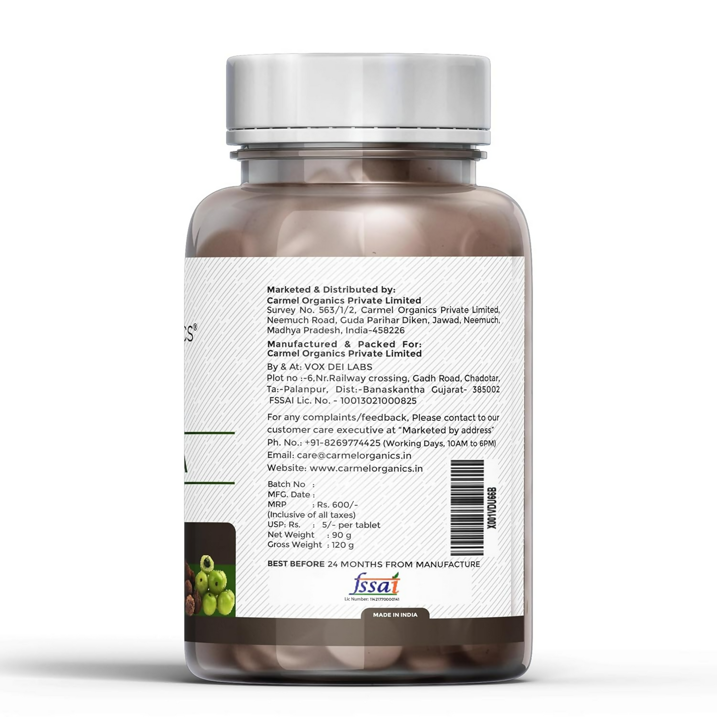 Carmel Organics Triphala Extract Tablets