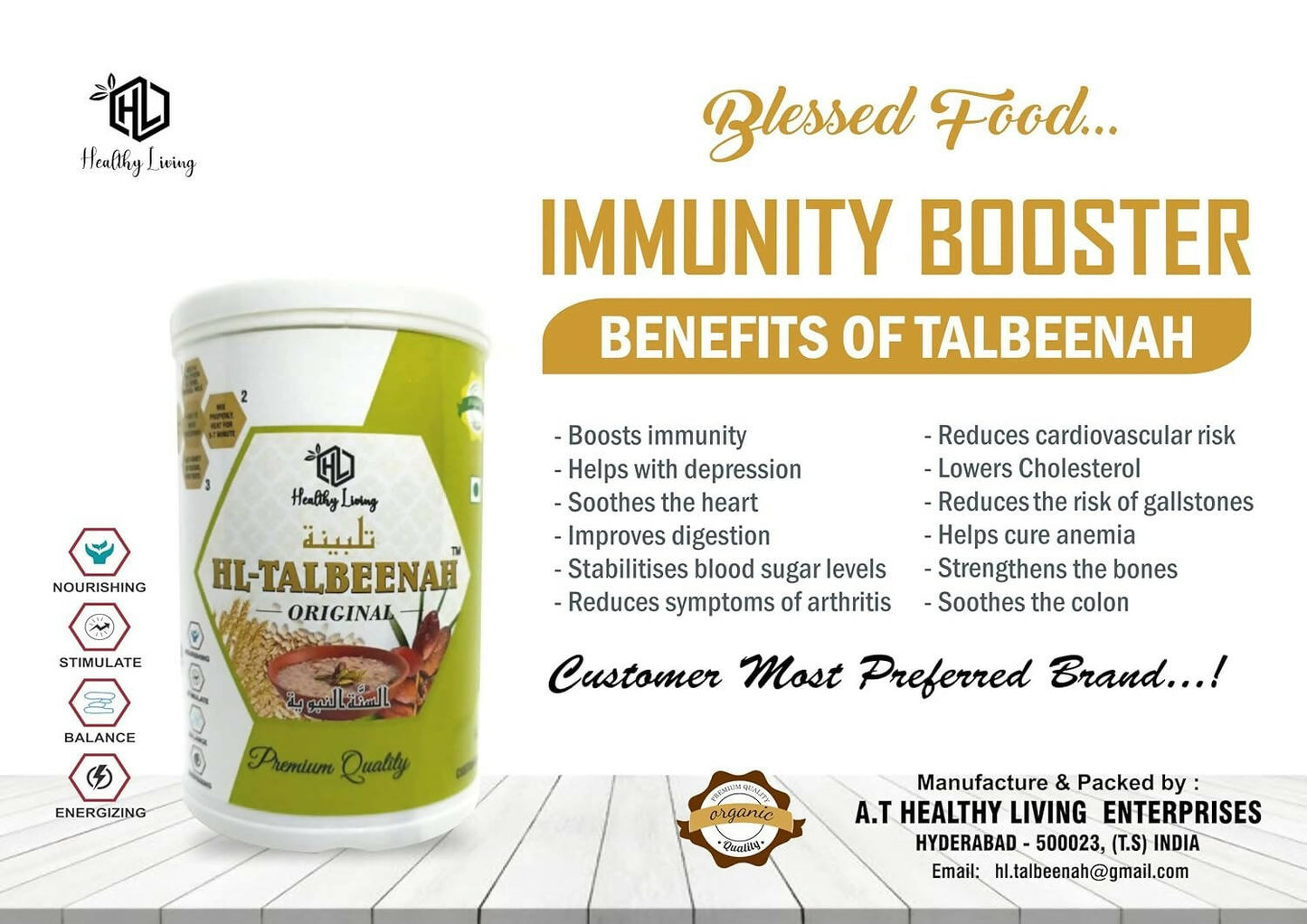 Healthy Living HL-TALBEENAH Original/Healthy and Sunnah Diet for All Age Group