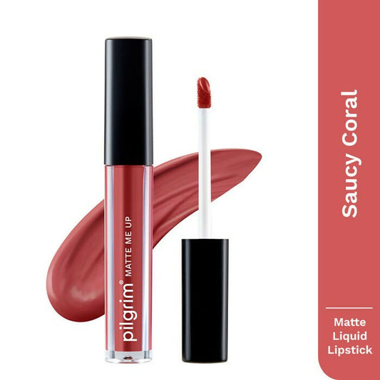 Buy Pilgrim Matte Me Up Liquid Lipstick Saucy Coral from DrMediCart, Ship from India to USA