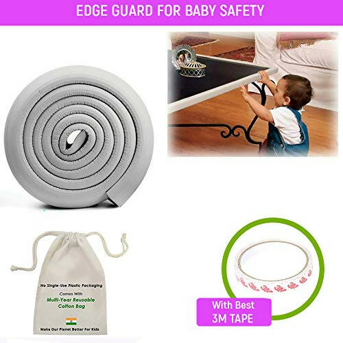 Buy Safe-O-Kid Unique High Density 2 Mtr Long U Shaped Edge Guards With 8 Corner Cushions - Grey from DrMediCart, Ship from India to USA