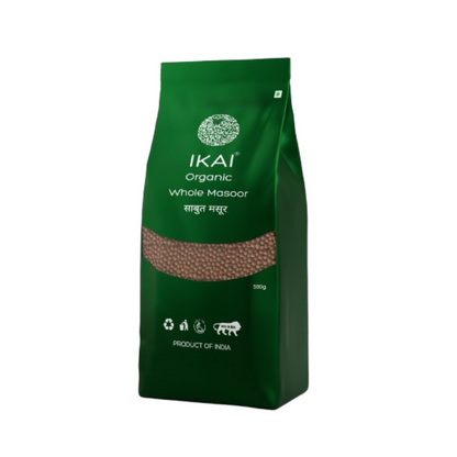 IKAI Organic Whole Masoor (Unpolished Red Lentil)