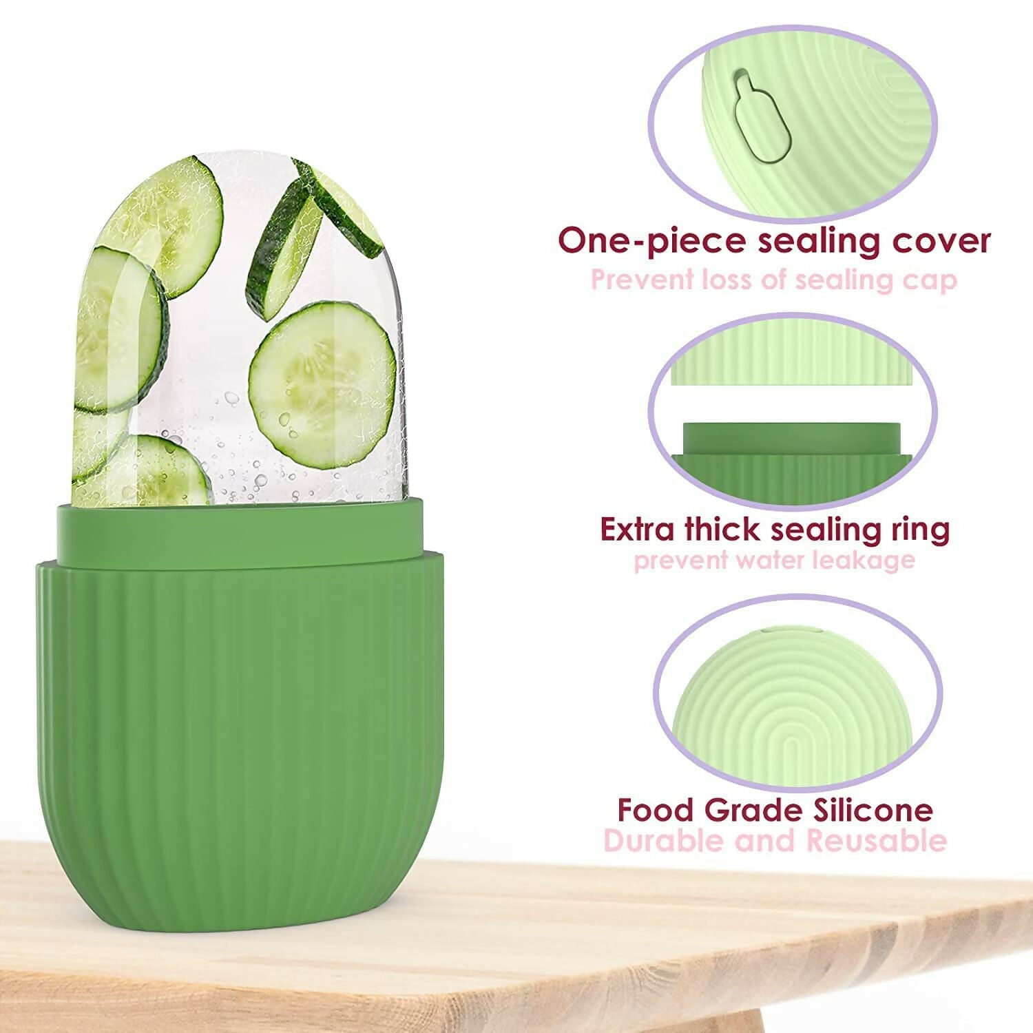 Episkey Ice Roller For Face Eyes and Neck To Brighten Skin & Enhance Your Natural Glow & De-Puff The Eye Area (Reusable) - Fev Green