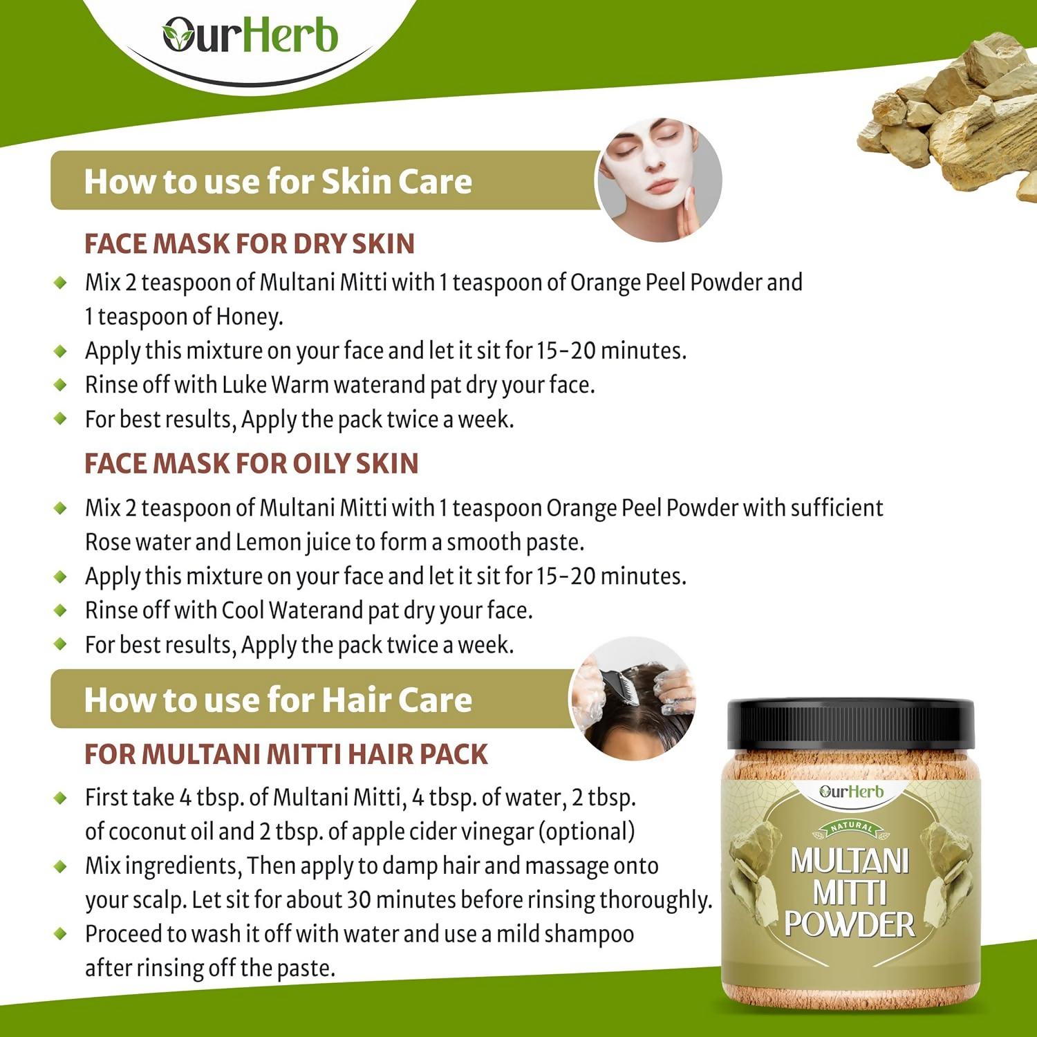 OurHerb Multani Mitti Powder For Skin & Hair