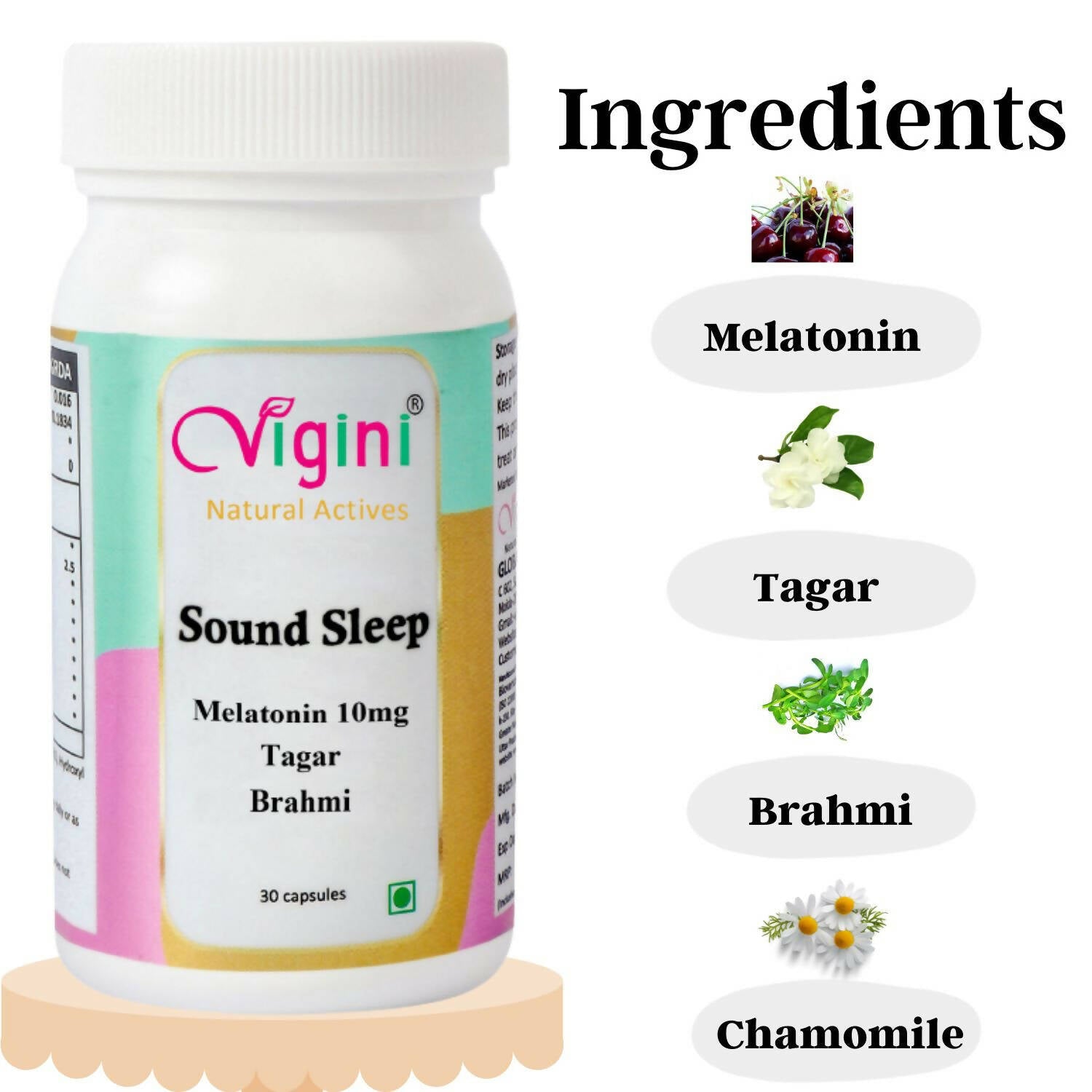 vigini natural active sound sleep capsules with melatonin tagar brahmi