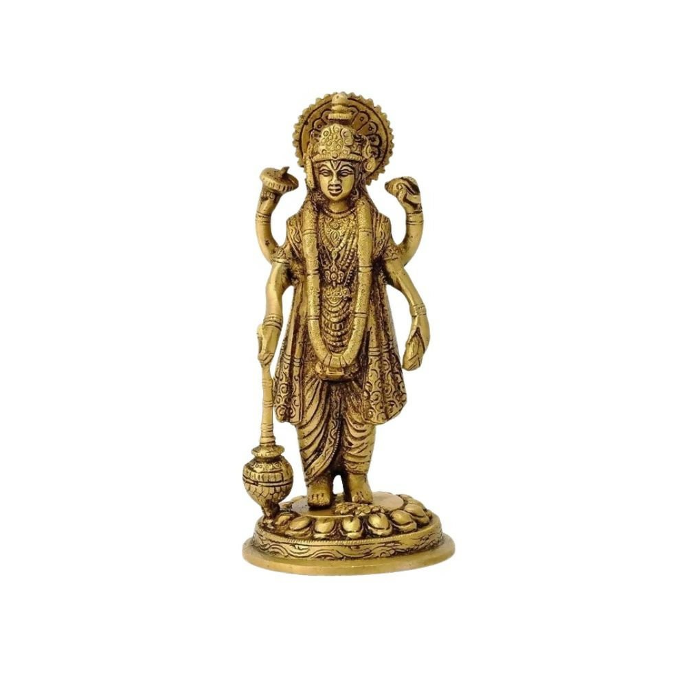 Buy Artvarko Brass Lord Vishnu Narayan Holding Club Brass Statue