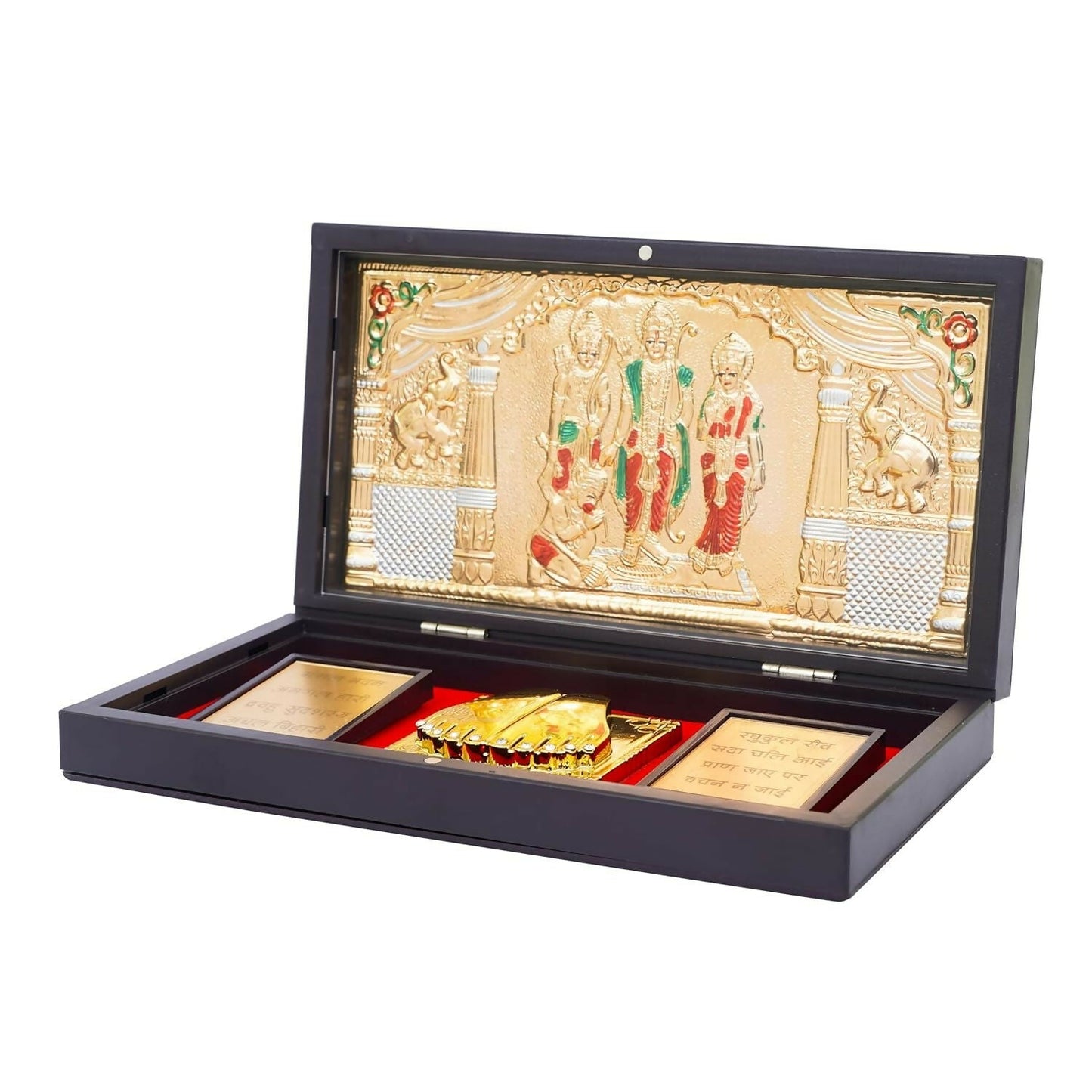Naitik Creation Lord Ram Darbar Gold-Polished Photo Frame With Charan Paduka