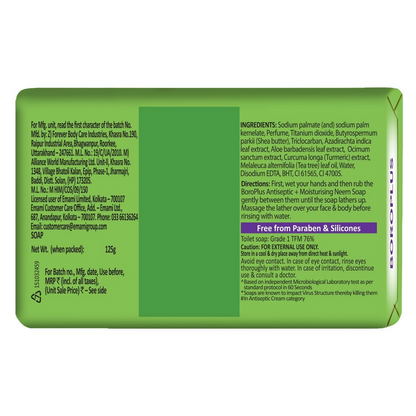 BoroPlus Antiseptic And Moisturising Bathing Neem Soap With Neem, Tea Tree, Aloe Vera & Shea Butter