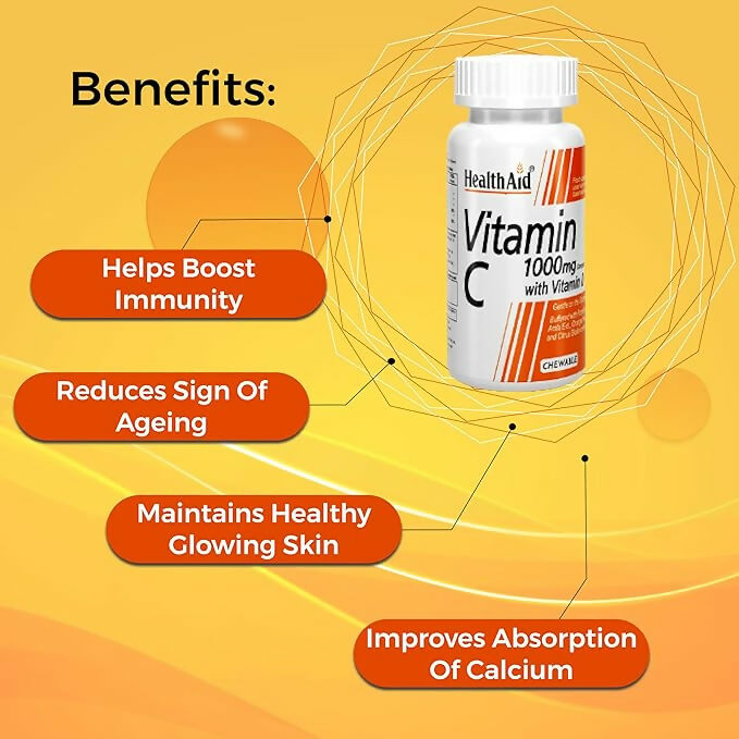 HealthAid Vitamin C 1000 mg Complex with Vitamin D Chewable Tablets