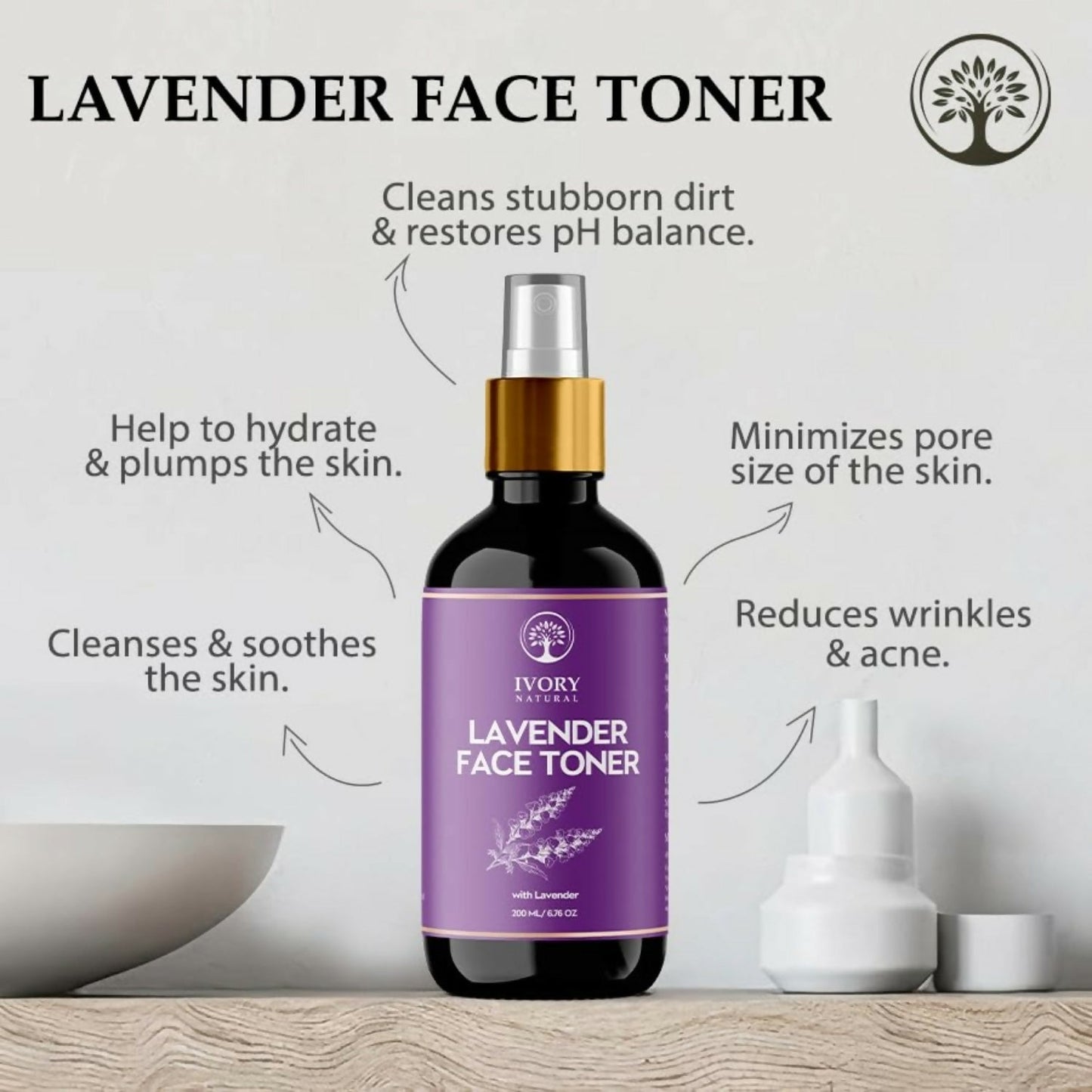 Ivory Natural Lavender Facial Toner For Acne, Even Skin Tone