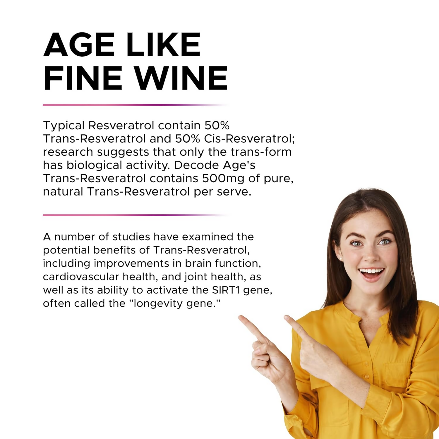 Decode Age 99.5% Pure Trans Resveratrol 250mg Supplement Capsules