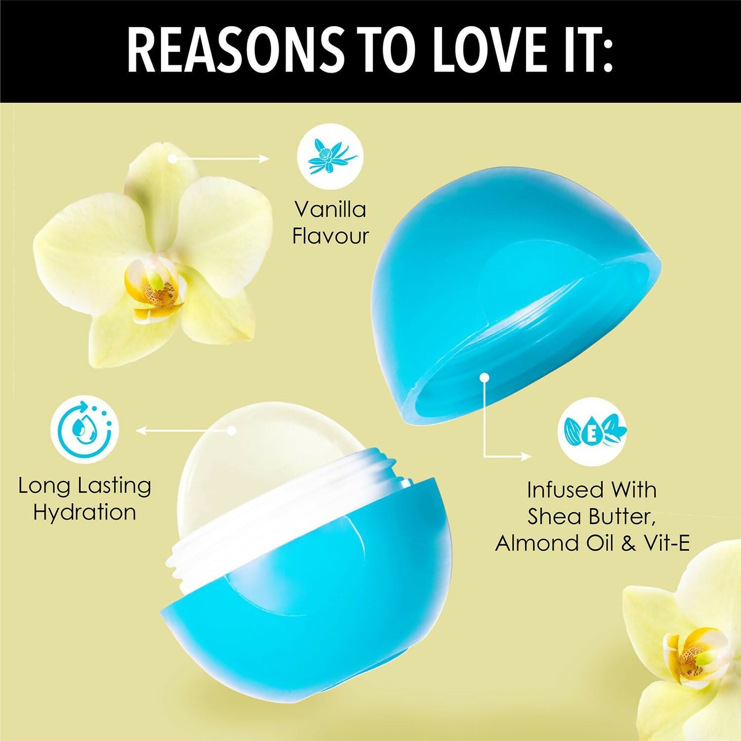 Blue Heaven Tinted Lip Balm Vanilla infused with Shea Butter, Almond oil and Vitamin E