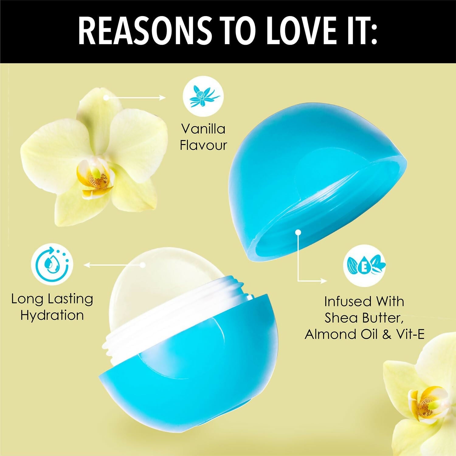 Blue Heaven Tinted Lip Balm Vanilla infused with Shea Butter, Almond oil and Vitamin E