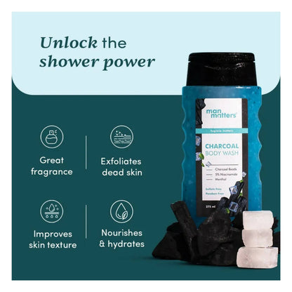 Man Matters Charcoal Body Wash With Menthol, 5% Niacinamide, Instant Cooling