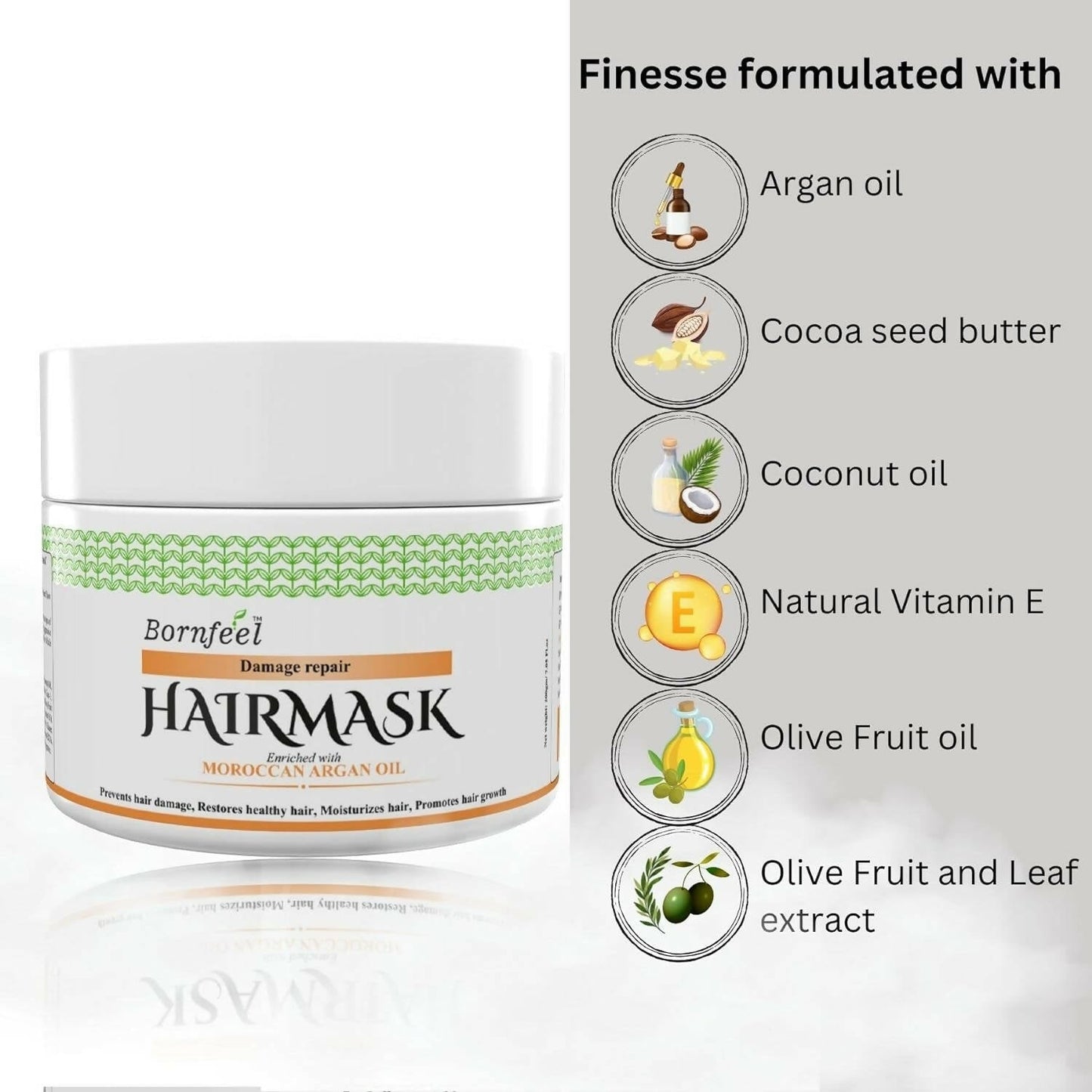 Bornfeel Damage Repair Hair Mask Enriched With Moroccan Argan Oil