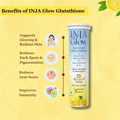 Inja Glow Liposomal Glutathione Drop Fizz & Drink Effervescent Tablets - Lemon