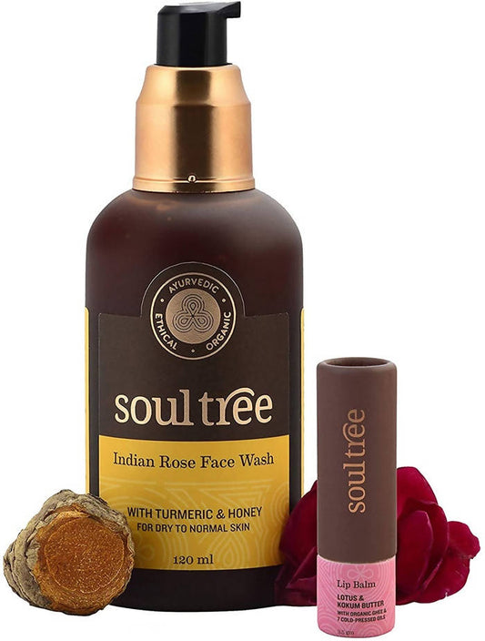 Buy Soultree Indian Rose Face Wash & Lotus Lip Balm Set from DrMediCart, Ship from India to USA