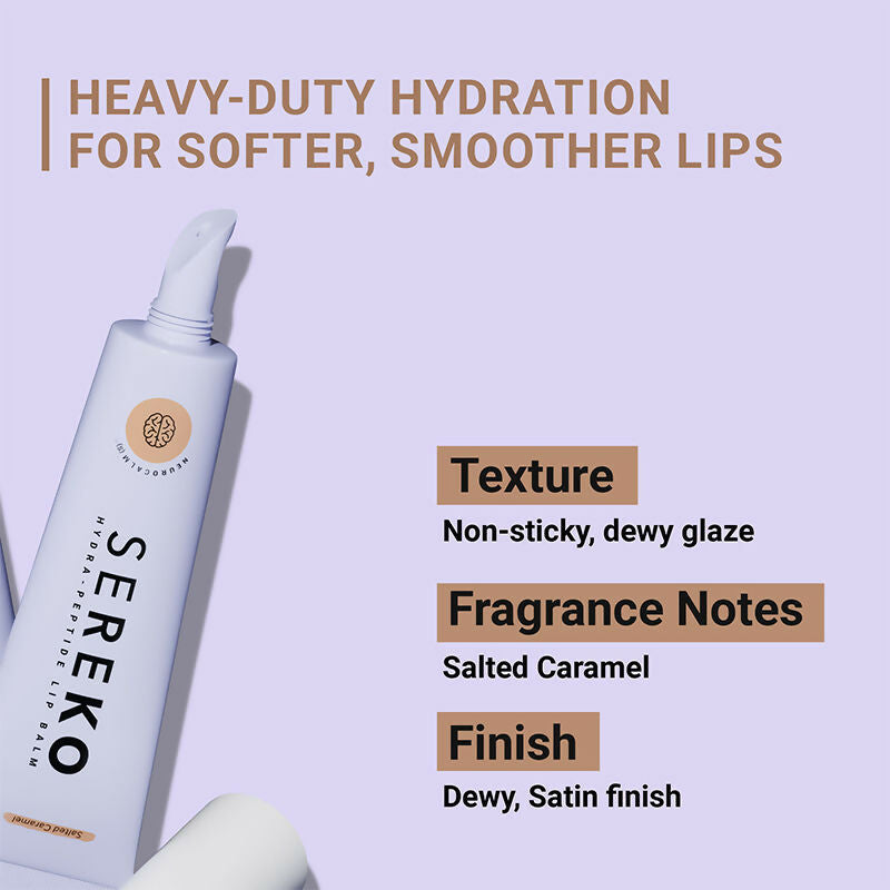 Sereko Hydra - Peptide Lip Balm, Clear, Enriched With Ceramides Barrier Repair Salted Caramel