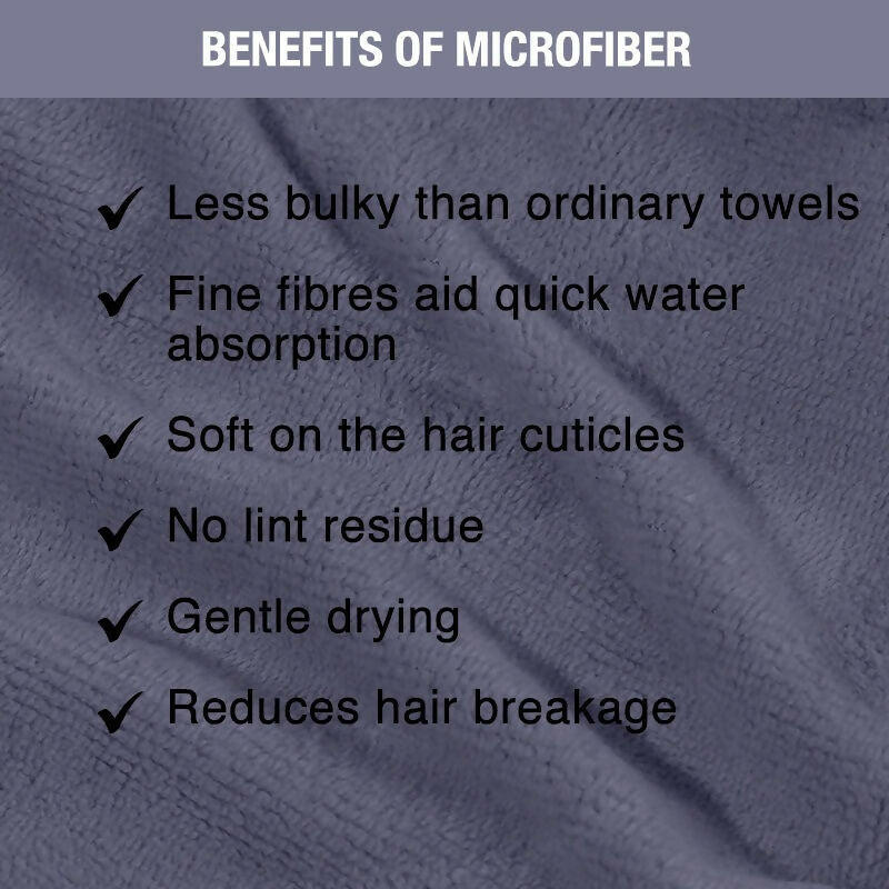 Nykaa Naturals Microfiber Hair Wrap for Frizz Free & Shiny Hair - Grey