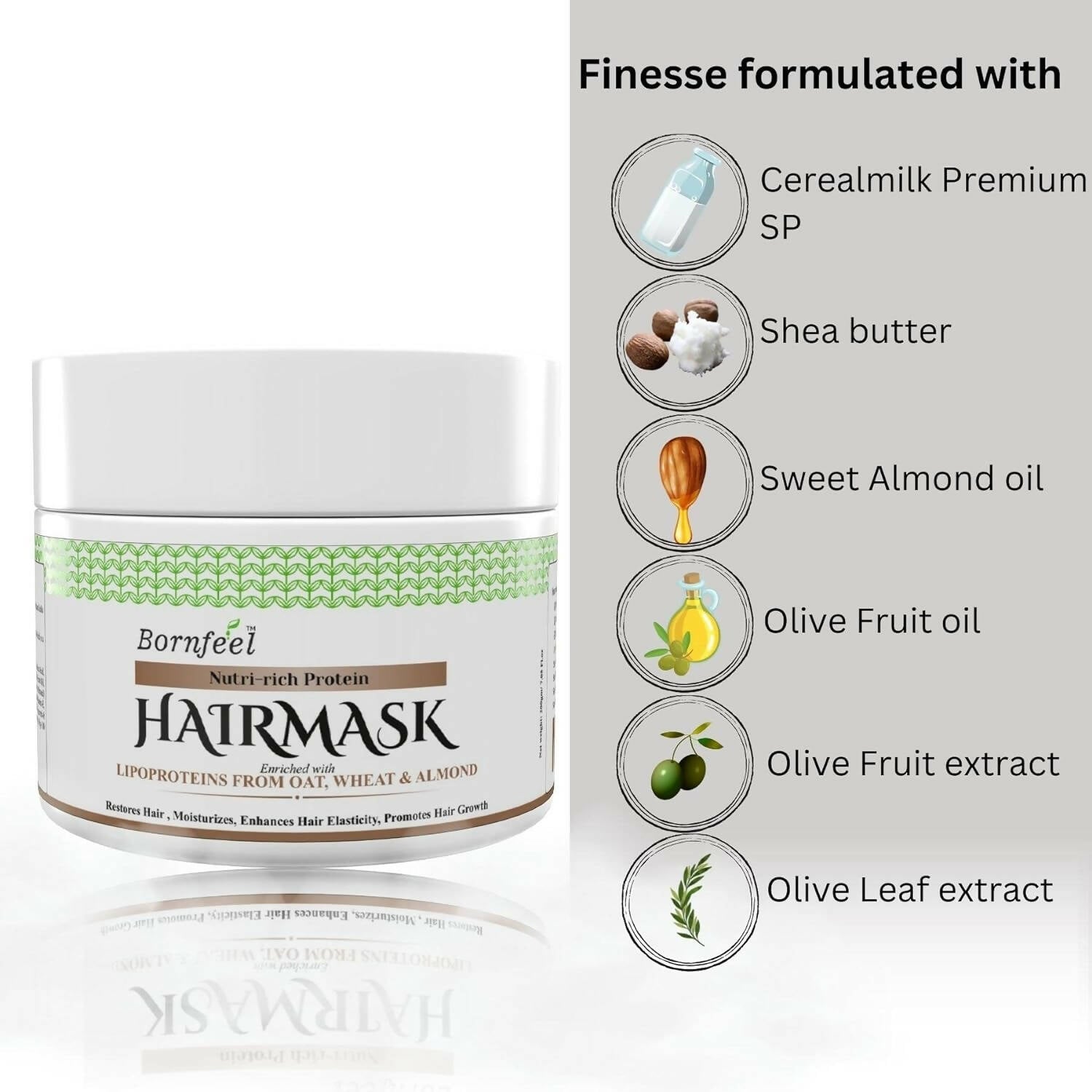 Bornfeel Protein Hair Mask Enriched With Lipoproteins From Oats Wheat & Almond