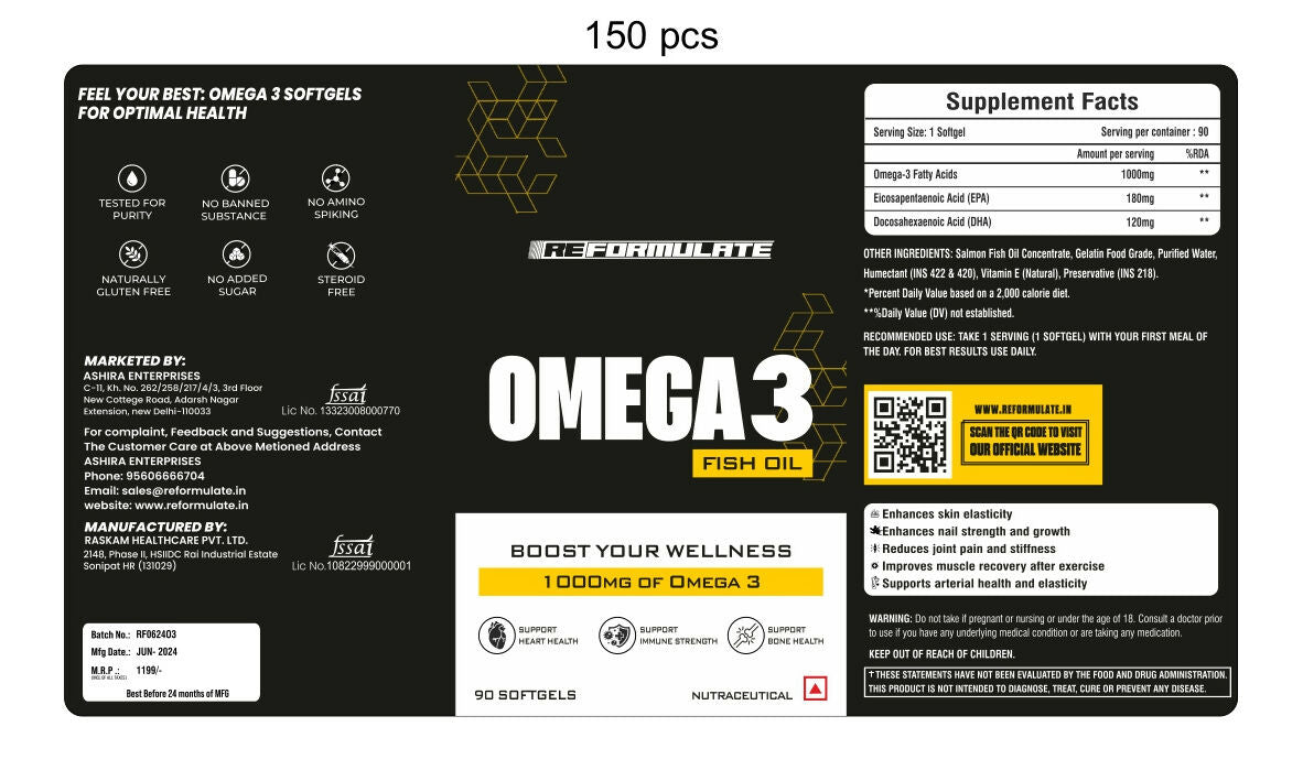 Reformulate Omega3 Fish Oil I Support Heart Health I Support Immune Strength I Support Bone Health I Nutraceutical Softgels