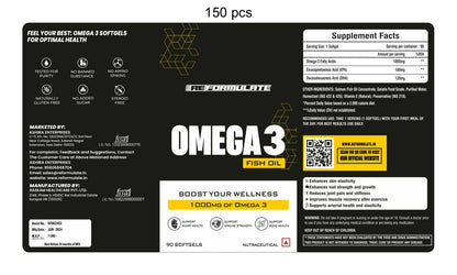 Reformulate Omega3 Fish Oil I Support Heart Health I Support Immune Strength I Support Bone Health I Nutraceutical Softgels