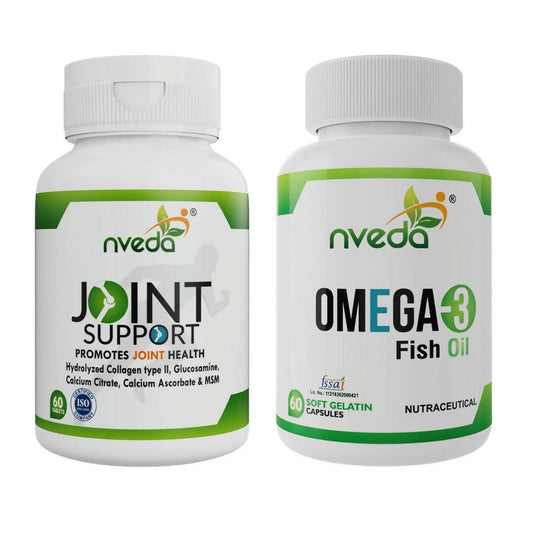 Nveda Omega 3 Fish Oil Capsules and Joint Support Tablets Combo