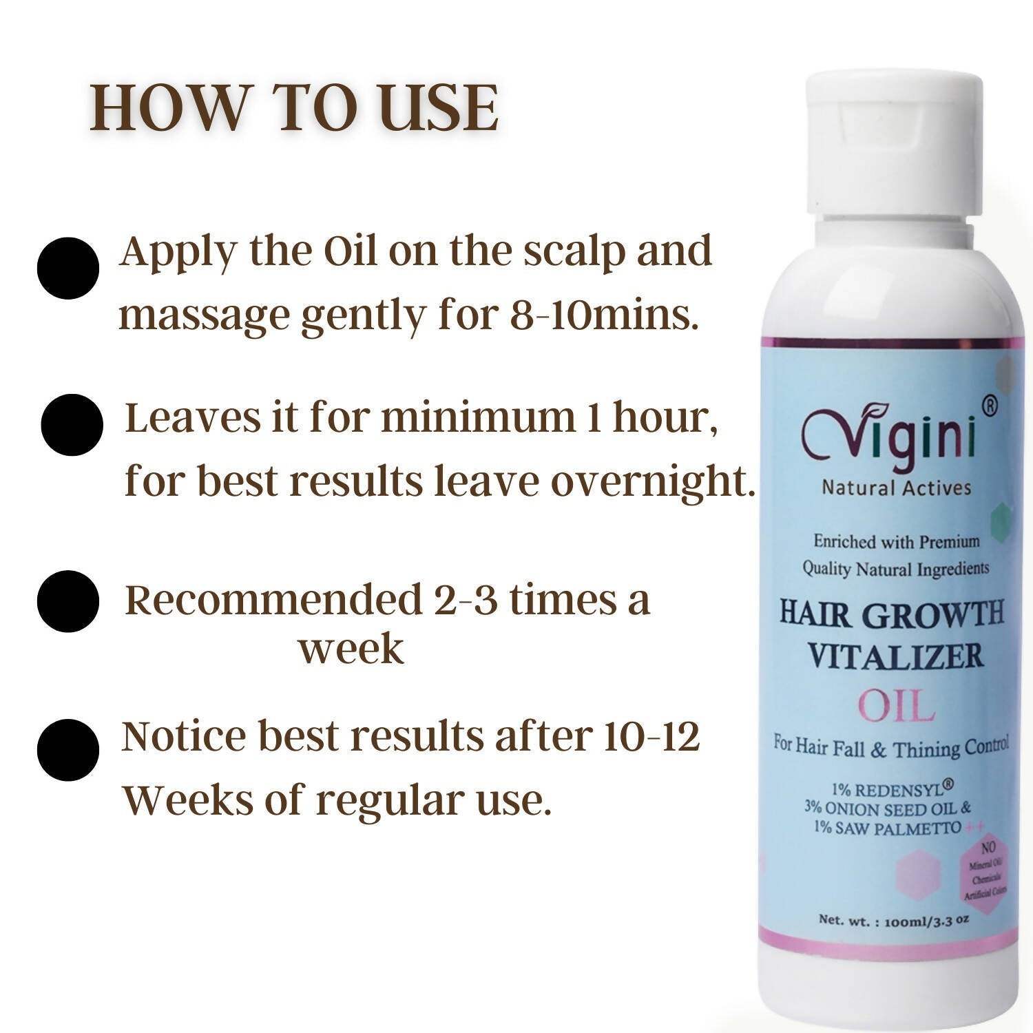 Vigini 1% Redensyl Hair Growth Vitalizer Hair Care Tonic Oil for Men Women - Drmedicart