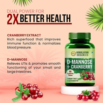 Himalayan Organics D-Mannose + Cranberry Vegetarian Capsules