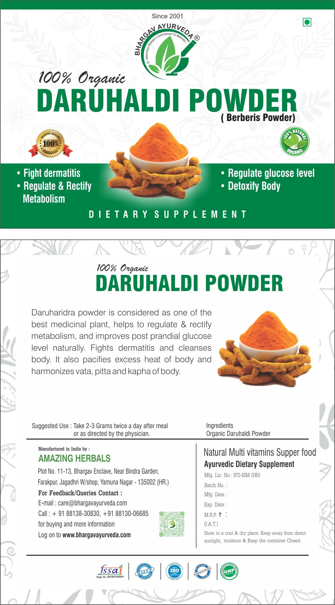 Dr.Bhargav's Daruhali Powder
