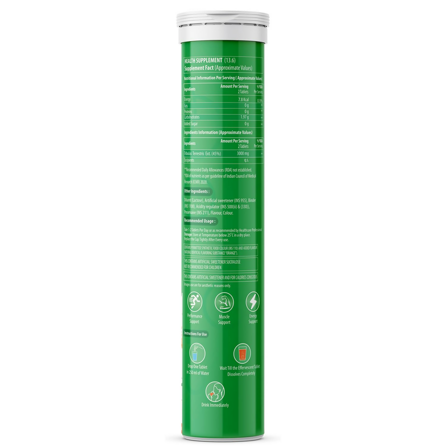 Naturyz Tribulus Terrestris 3000 Pro Gokshura Effervescent Tablets (Orange Flavour)